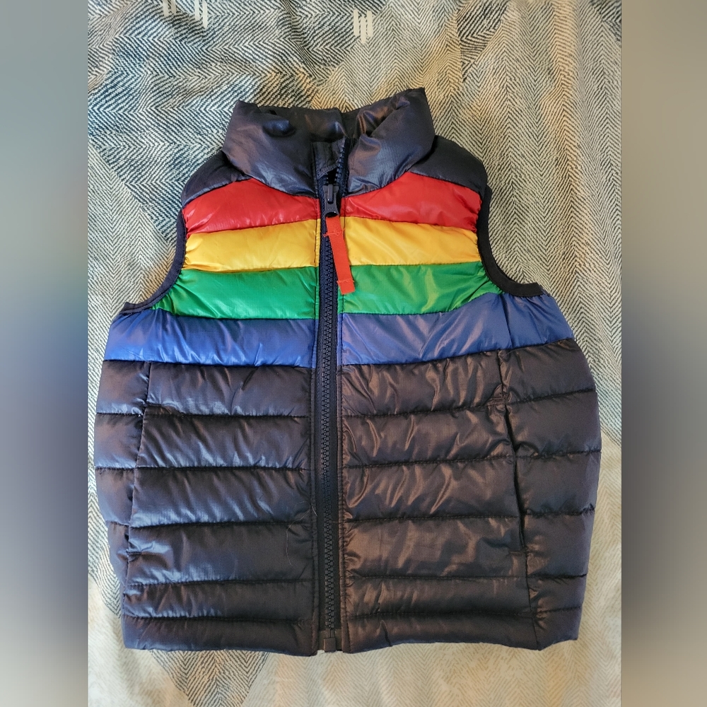 Primary Rainbow Puffer Vest